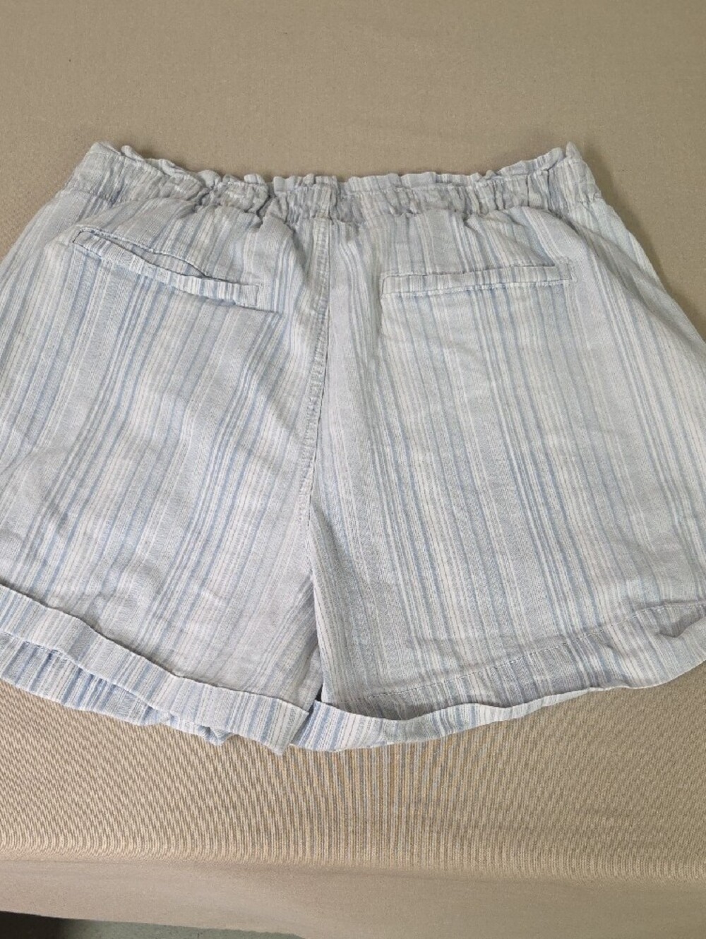 American Eagle Outfitters Light Blue & White Striped High-Waist Shorts Size 18 - Picture 6 of 7